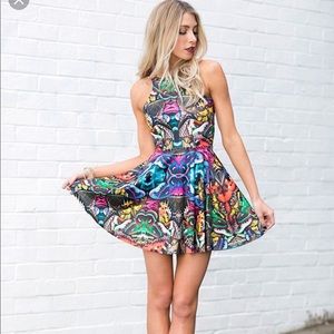 Black Milk Hyper Moth Reversible Skater Dress